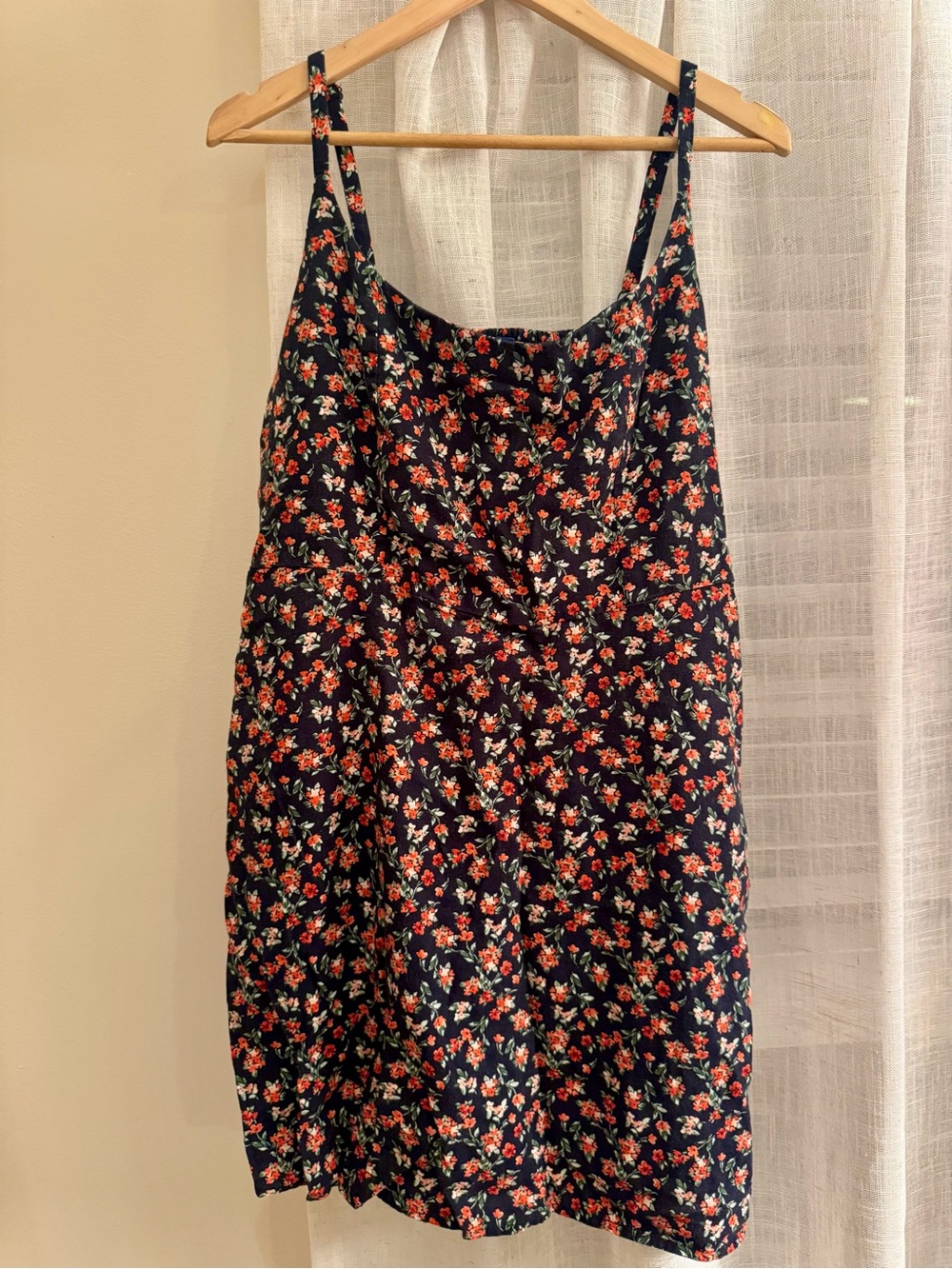 Old Navy Navy Mini Dress with Red Floral Print